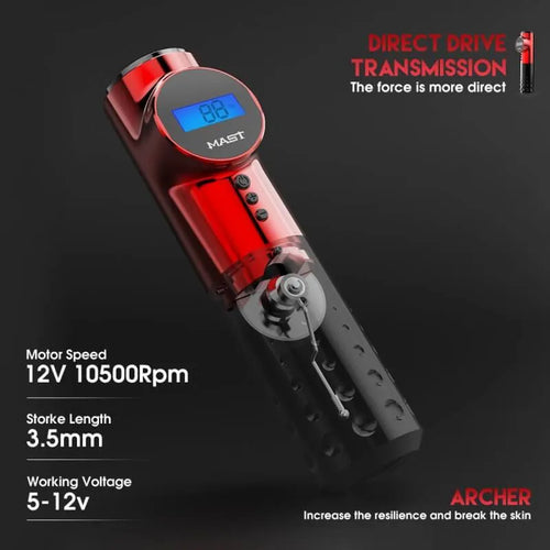 Mast Archer Max Wireless Tattoo Pen – Includes Charging Cable & 2 Protective Cases