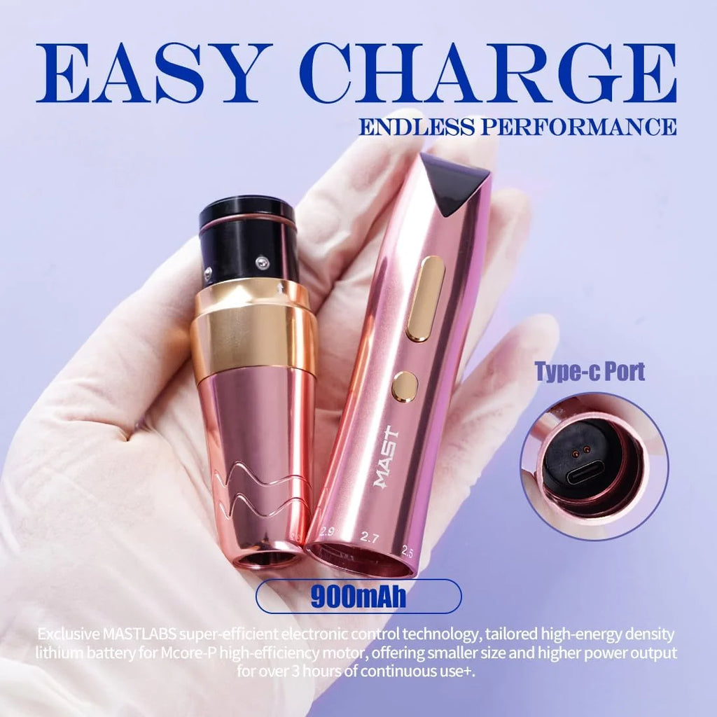 Dragonhawk Mast P60 Wireless Tattoo Pen Machine – Purple | 2.2–3.2mm Adjustable Stroke | PMU & Tattoo Machine with RCA Adapter