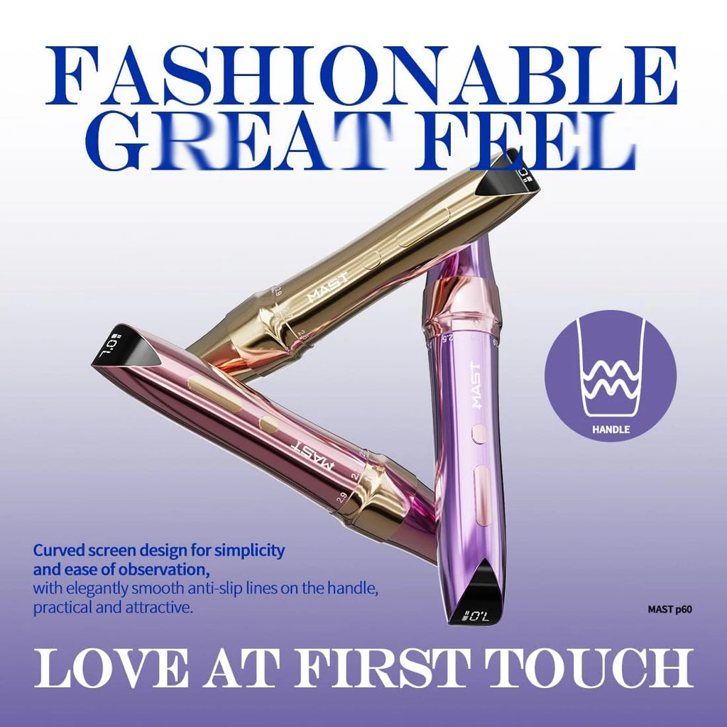 Dragonhawk Mast P60 Wireless Tattoo Pen Machine – Purple | 2.2–3.2mm Adjustable Stroke | PMU & Tattoo Machine with RCA Adapter
