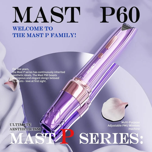 Dragonhawk Mast P60 Wireless Tattoo Pen Machine – Purple | 2.2–3.2mm Adjustable Stroke | PMU & Tattoo Machine with RCA Adapter