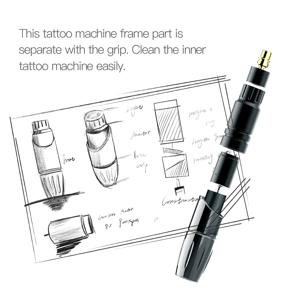 Mast Tour Tattoo Machine – Black, Wired Rotary Tattoo Pen Machine with Cable | Requires Separate Power Supply