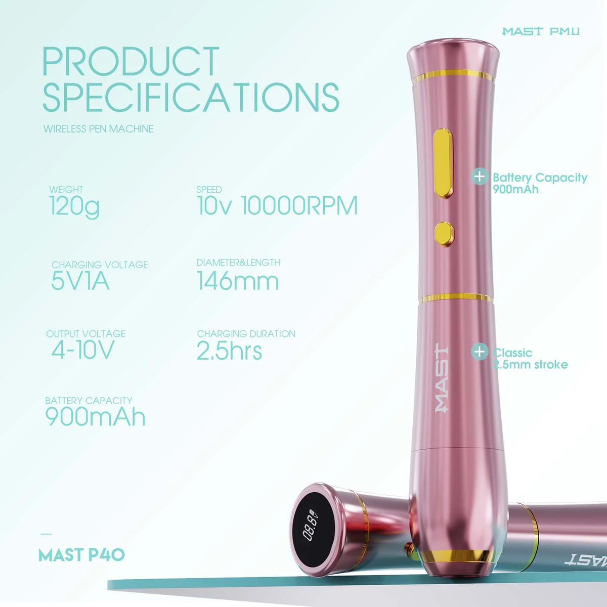 Dragonhawk Wireless Tattoo Pen Machine with 2.5MM Stroke | Mast P40