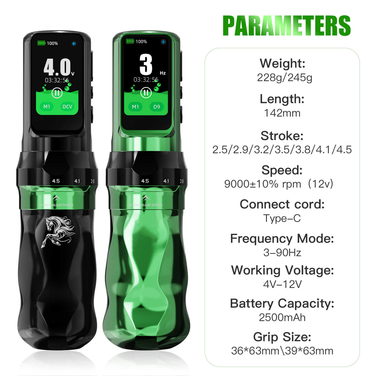 Dragonhawk Fold Pro Year of the Horse Edition Wireless Tattoo Machine Pen Kit – Professional Tattoo Kit Bundle