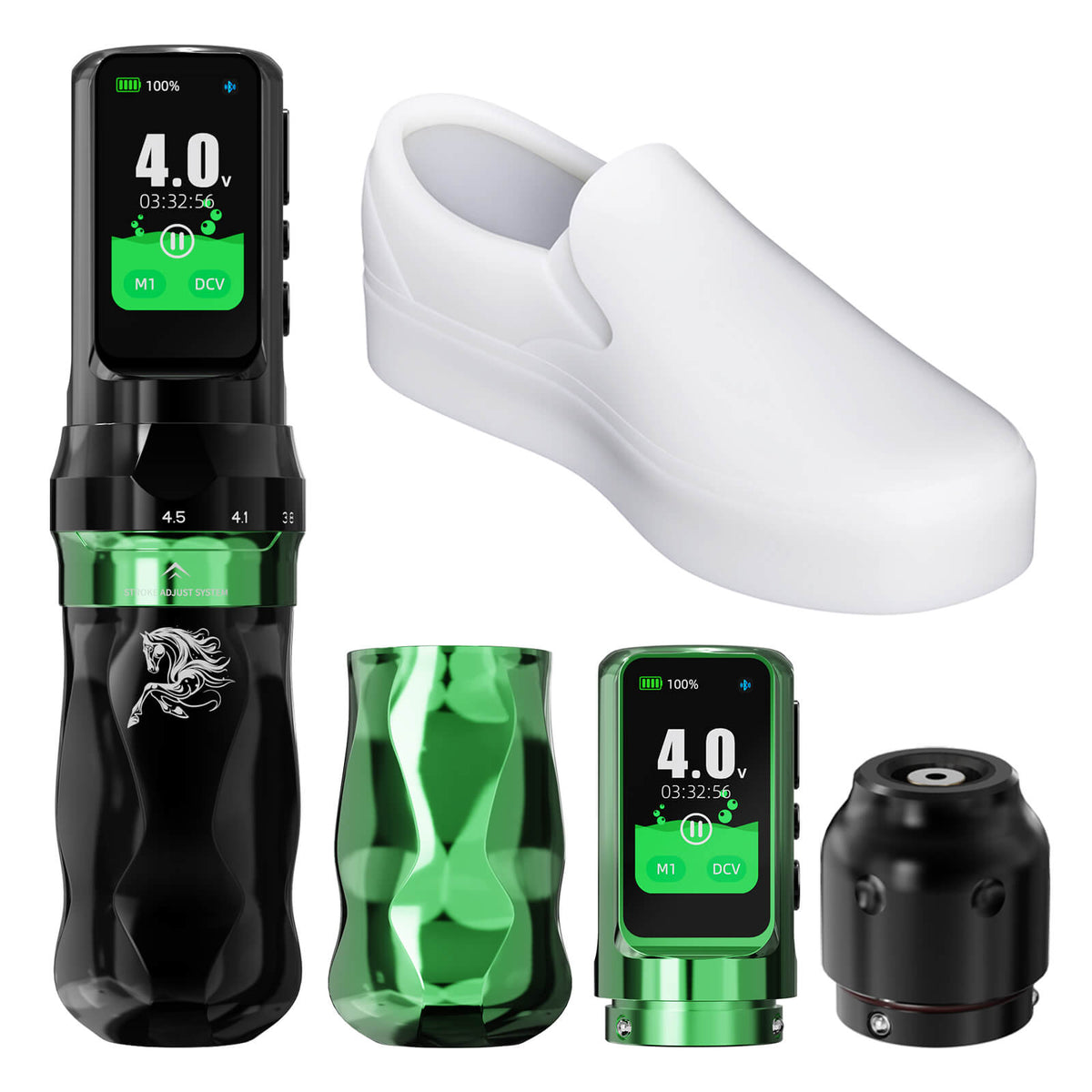 Dragonhawk Fold Pro Year of the Horse Edition Wireless Tattoo Machine Pen Kit – Professional Tattoo Kit Bundle