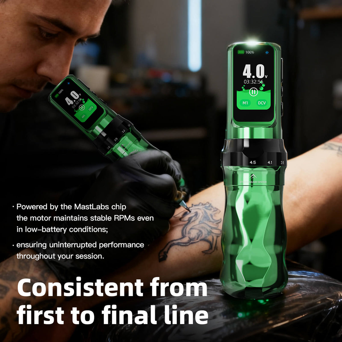 Dragonhawk Fold Pro Year of the Horse Edition Wireless Tattoo Machine Pen Kit – Professional Tattoo Kit Bundle
