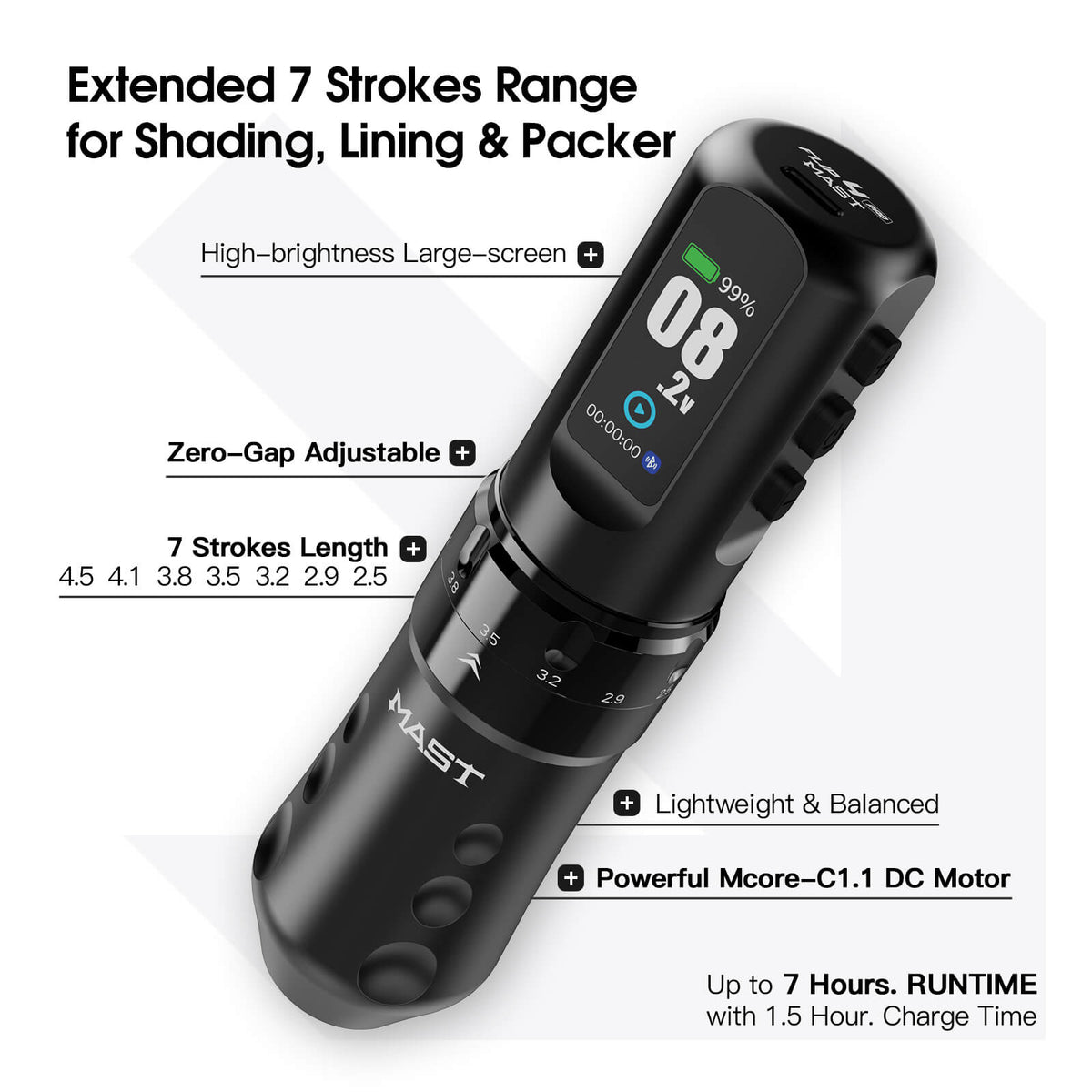 Mast Flip 4 Pro Wireless Tattoo Pen Machine – Extra Battery, Charging Cable, RCA Port & Cable