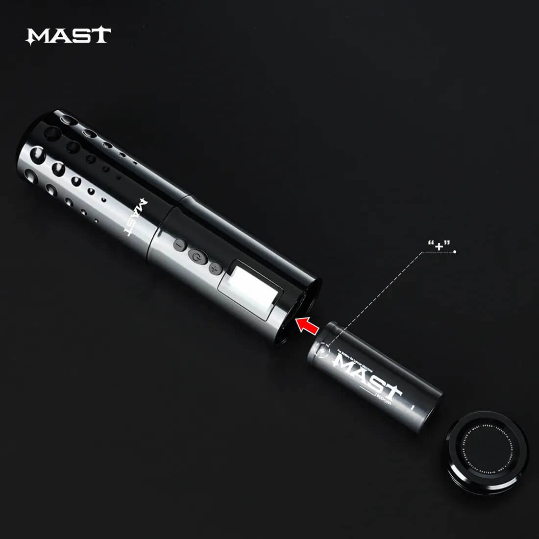 Mast Lancer Wireless Rotary Tattoo Pen – 2 Batteries, Charger, Charging Cable & 2 Cases