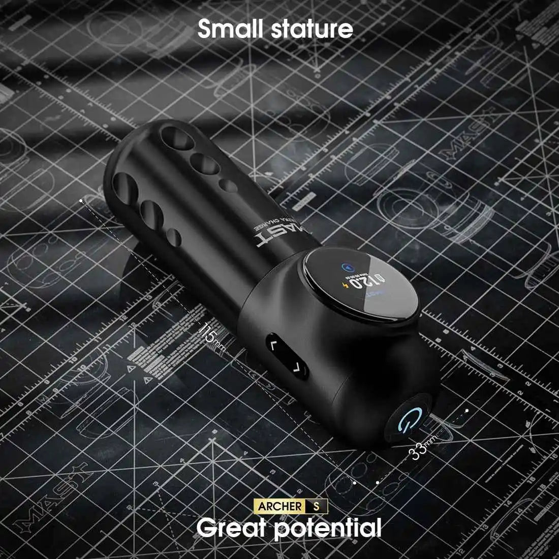 Mast Archer S Wireless Tattoo Machine - Black Grey | 4.2mm Stroke & MCORE Motor