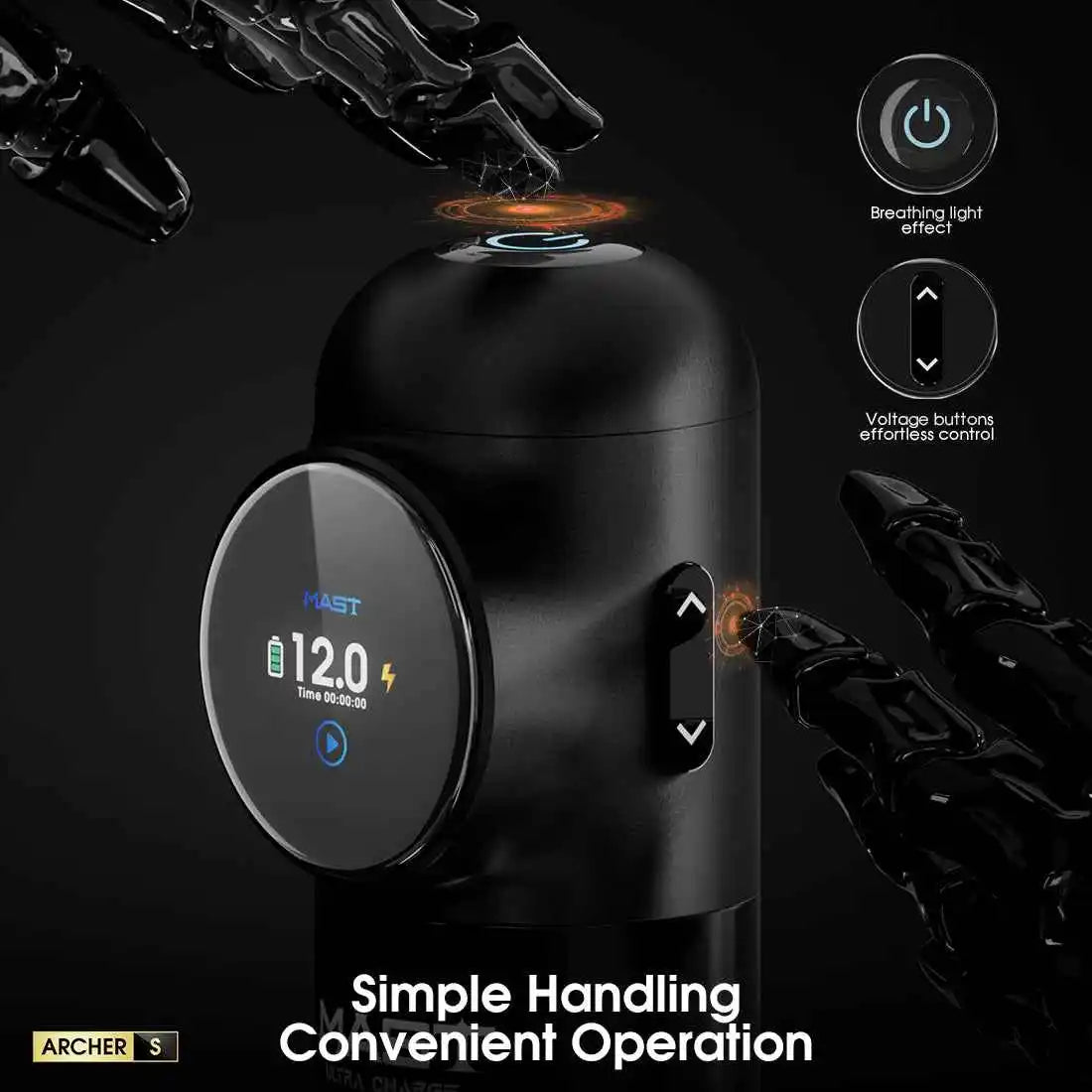 Mast Archer S Wireless Tattoo Machine - Purple Black | 4.2mm Stroke & MCORE Motor