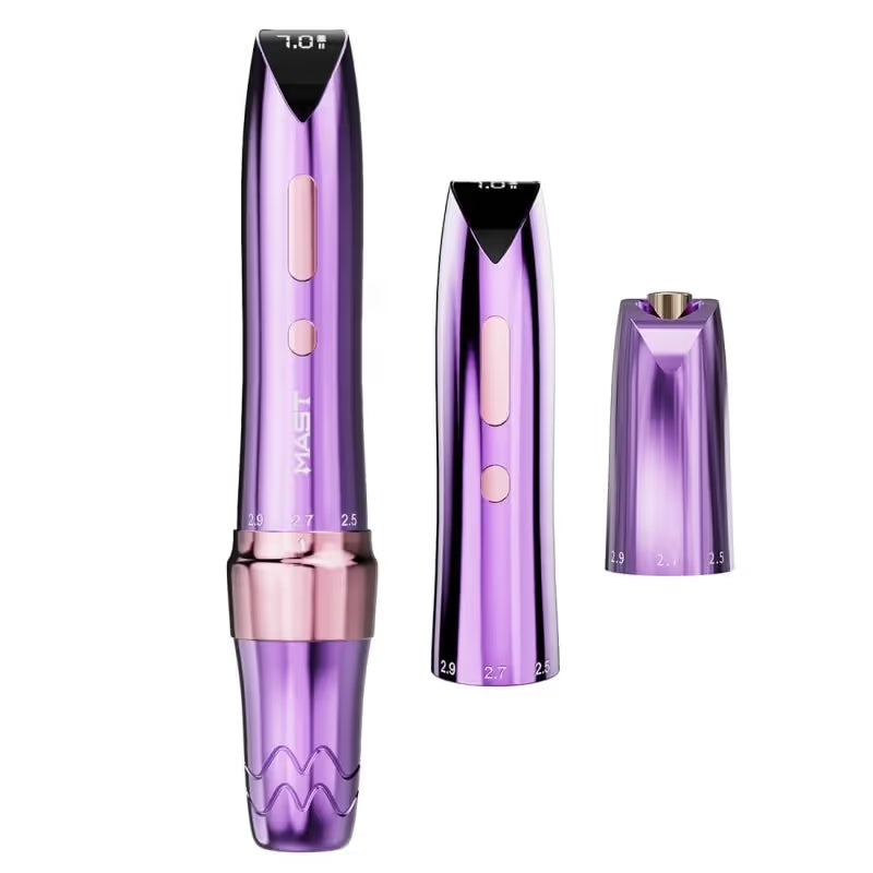 Dragonhawk Mast P60 Wireless Tattoo Pen Machine – Purple | 2.2–3.2mm Adjustable Stroke | PMU & Tattoo Machine with RCA Adapter