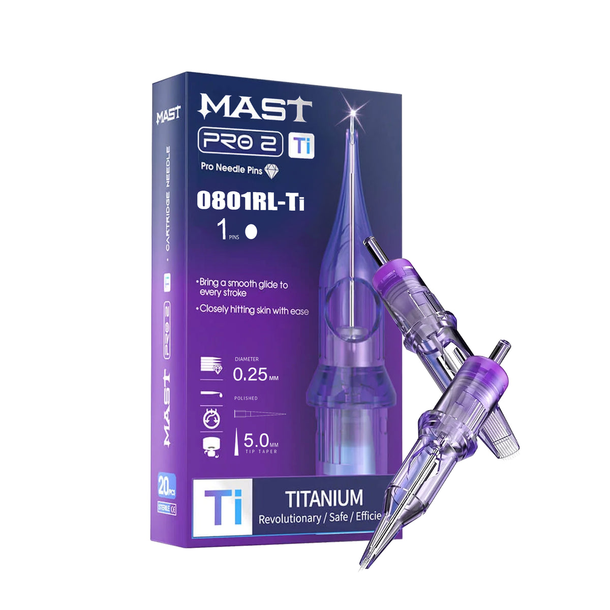 Mast Pro2 Ti Series Tattoo Cartridge Needles 0801RL - Box of 20