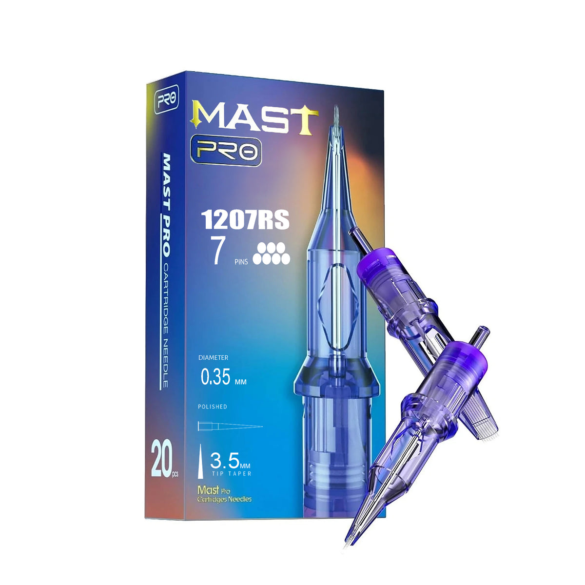 Mast Pro Tattoo Cartridge Needles 1207RS - 0.35MM Round Shader- Box of 20
