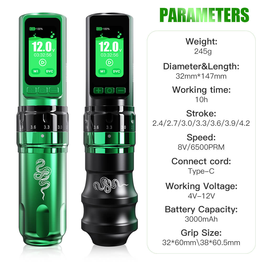 Dragonhawk Fold Pro Year of Snake Edition Wireless Tattoo Machine Pen – Professional Tattoo Kit