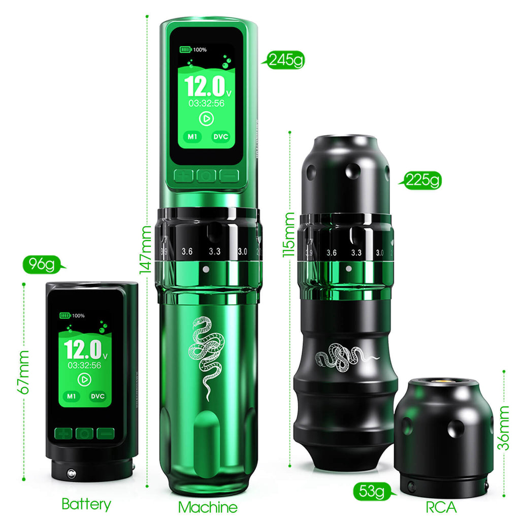 Dragonhawk Fold Pro Year of Snake Edition Wireless Tattoo Machine Pen – Professional Tattoo Kit