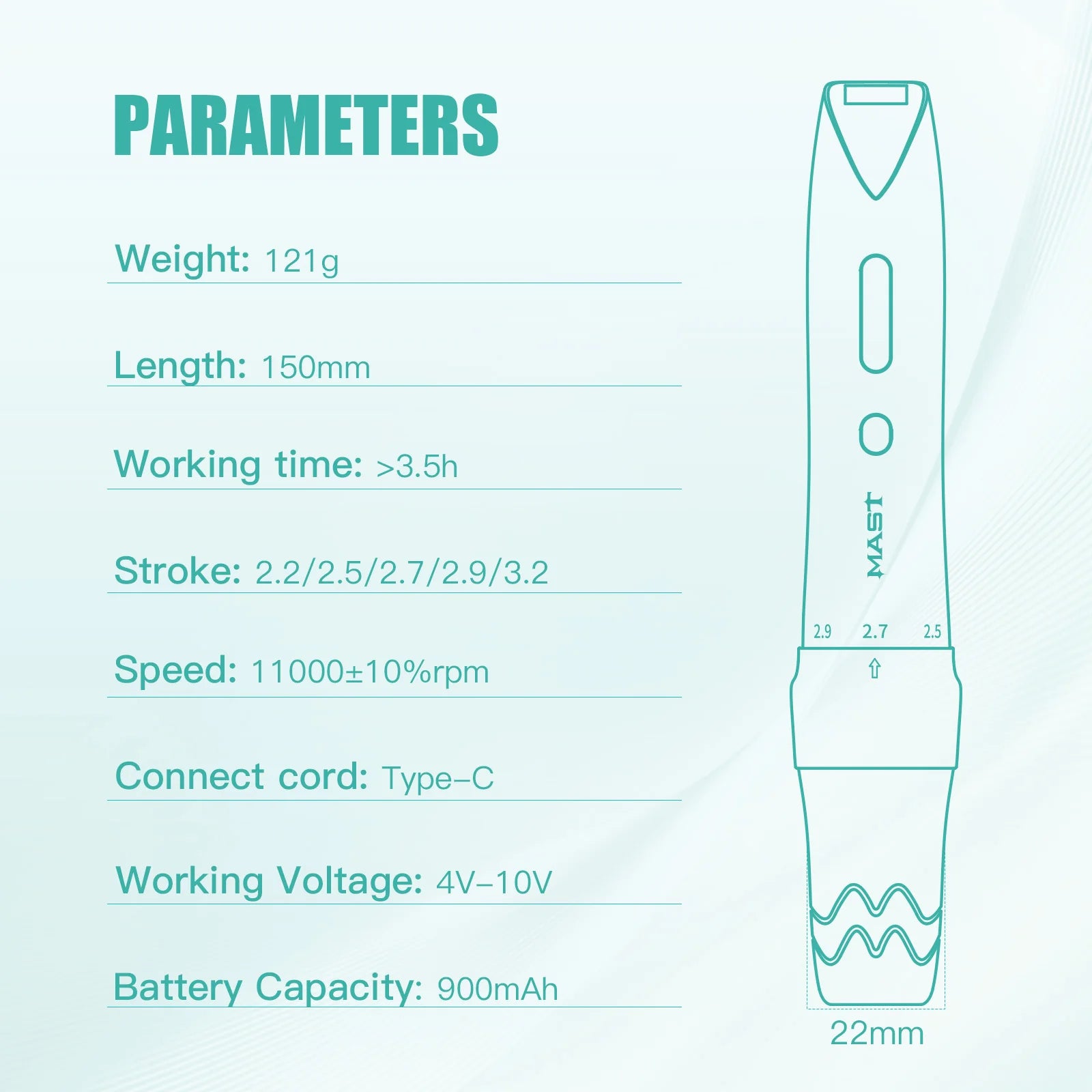 MAST P60 | WIRELESS PMU PEN MACHINE WITH 2.2MM–3.2MM ADJUSTABLE STROKES