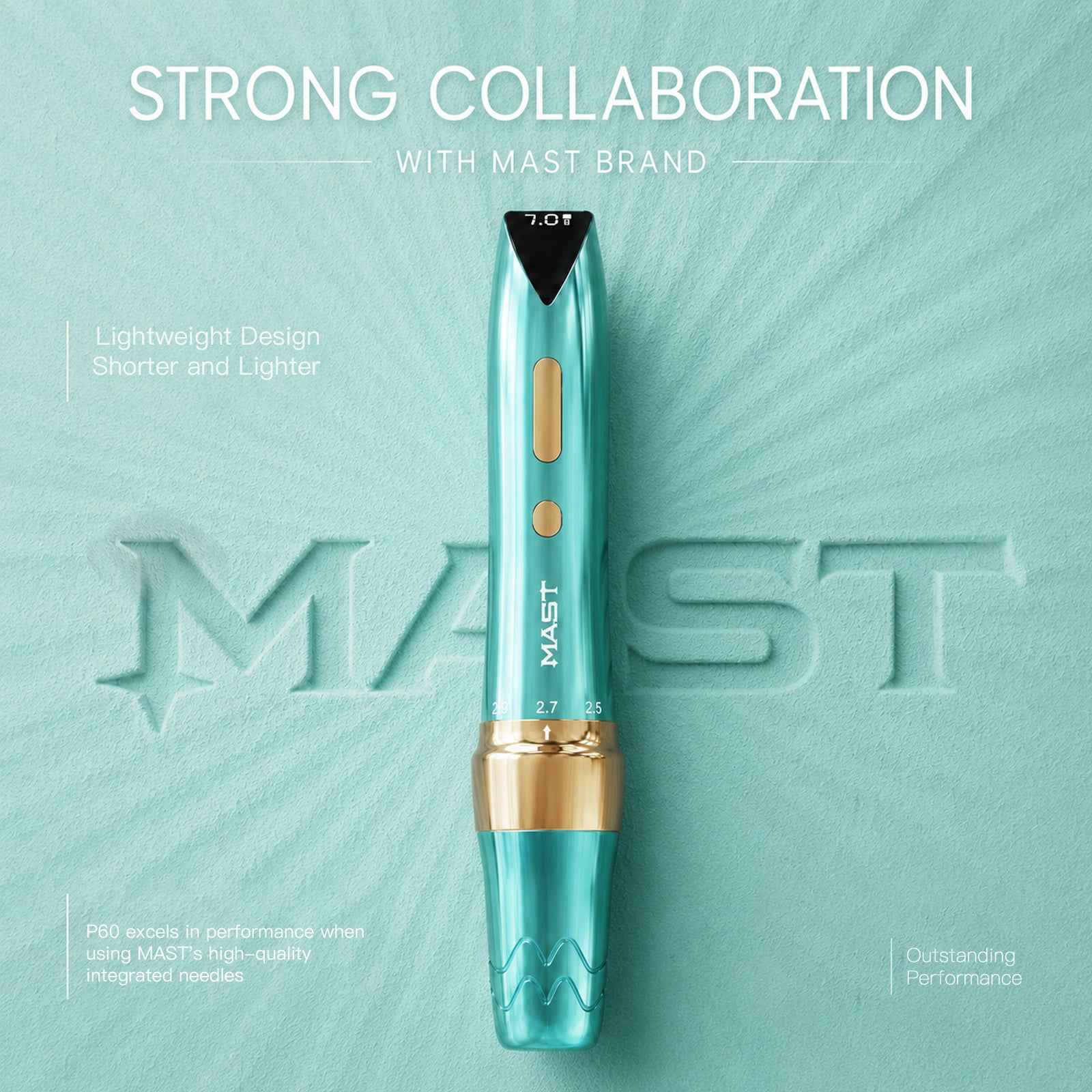 MAST P60 | TIFFANY BLUE EDITION PMU MACHINE WITH 2.2MM–3.2MM ADJUSTABLE STROKES